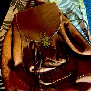 New Patricia Nash Brown Tooled Leather Backpack